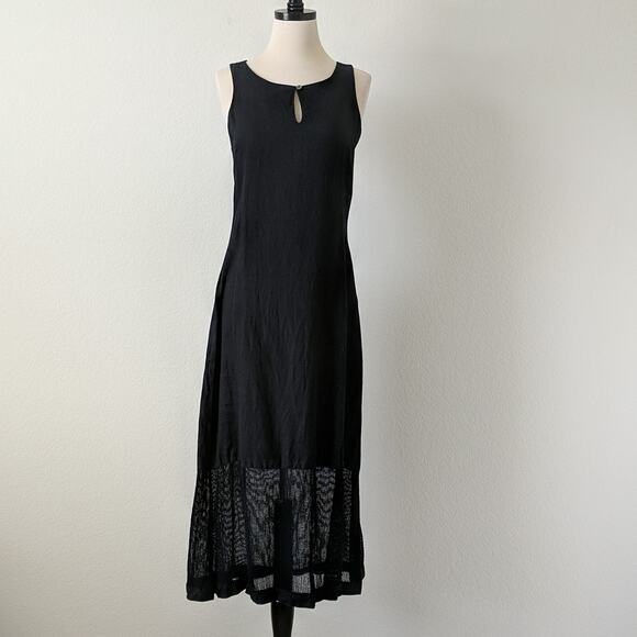 People Like Frank Women's Maxi Dress Black Exposed Zipper Back Linen USA Size 2 - Picture 6 of 9